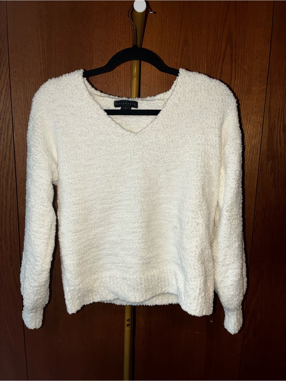 Sanctuary Cream Bouclé V-Neck Sweater